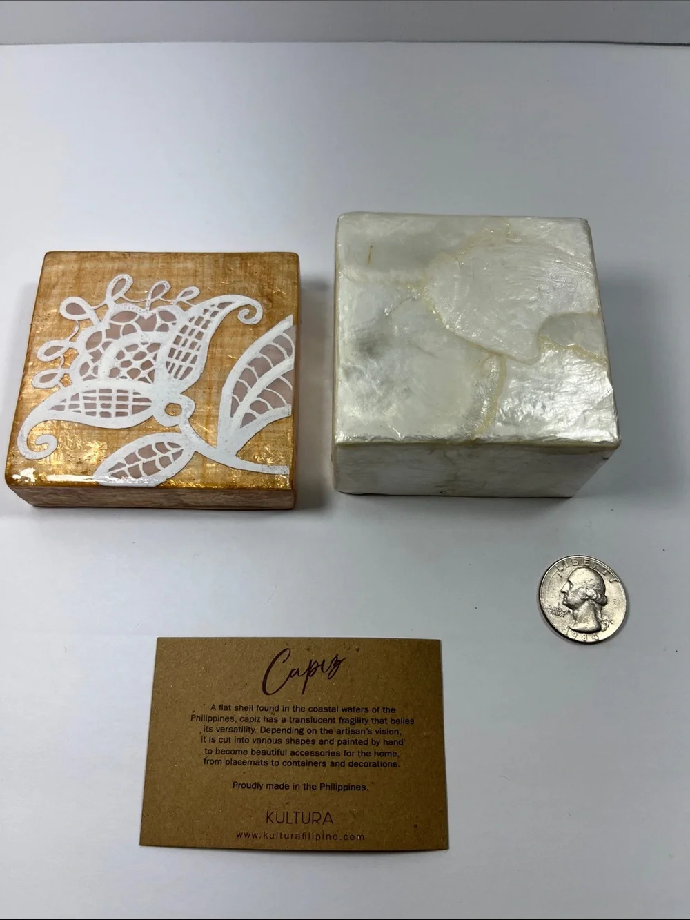 Kultura Capiz Shells Storage Keepsake Boxes Set of 3